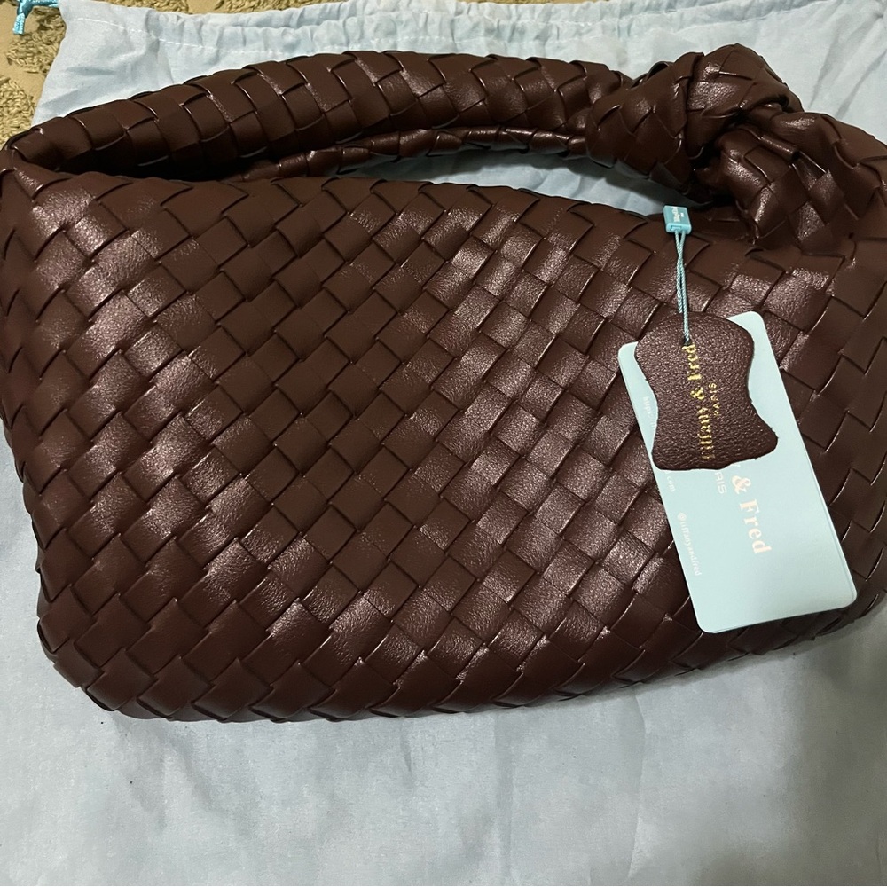 Plaited Hobo Shoulder Bag - Chocolate Brown - Picture 3 of 5